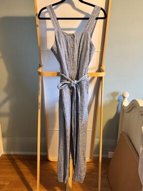 Everlane linen stripe jumpsuit